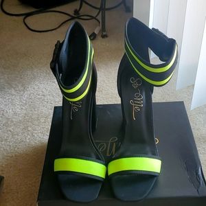 Open Toe Neon Thick Heel